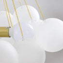 Axyaa Bubble Glass LED Chandelier, Elegant Black Gold Pendant Lamp for Dining & Living Room.