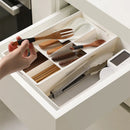 Axyaa Expandable Plastic Drawer Organizer with Partition Board Tray - Scalable Utensils Holder
