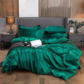 Axyaa Silk-Like Satin Hotel Duvet Cover Set - Queen Size Luxe Comforter Bedding