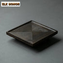 Axyaa Walnut Wood Tea Tray Handmade Vintage Square Teapot Holder High-feet Base