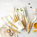 Axyaa 12-Piece Silicone Kitchen Utensil Set with PP Handle and Storage Bucket