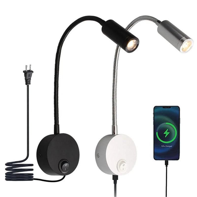 Axyaa Plug-in Wall Sconce with USB Charging Port and Switch