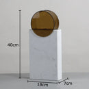 Axyaa Geometric Marble Vase: Creative Acrylic Flowers Display, Room Aesthetic Decor