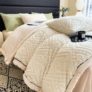 Axyaa Velvet Carved Duvet Set 4Pcs Bedding Set Plush Fleece Warm Softness