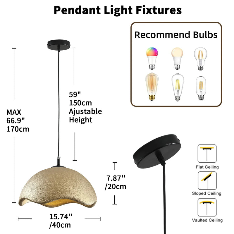 Axyaa Wabi Sabi LED Pendant Light - Modern Ceiling Chandelier for Dining Room, Bedroom