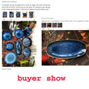 Axya Japanese Blue Kiln Glazed Ceramic Tableware Set Rice Bowl Plate Spoon