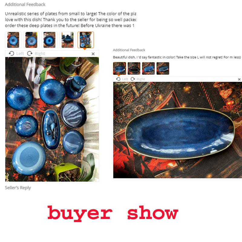 Axya Japanese Blue Kiln Glazed Ceramic Tableware Set Rice Bowl Plate Spoon