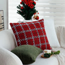Axyaa Red Plaid Retro Cushion Cover for Festive Home Decor (45x45cm)