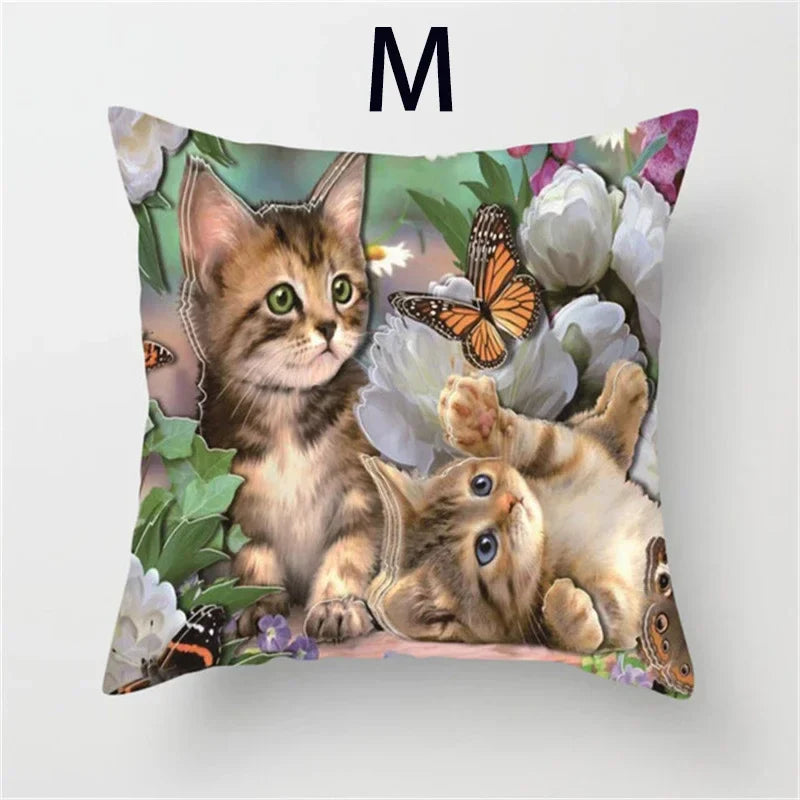 Cat Pattern Cushion Cover 45x45cm - Ideal Sofa & Home Decor Gift by Axyaa
