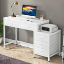 Axyaa Industrial Computer Desk with 5 Drawers and Reversible Printer Stand Cabinet