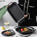 Axyaa Black Ceramic Steak Plate Double Ear Salad Dessert Bread Molecular Cuisine Dishes