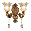 Axyaa Retro Crystal Glass Double Head Wall Light for Living Room and Bedroom
