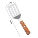 Axyaa Stainless Steel Wooden Handle Teppanyaki Frying Spatula Turners Kitchen Utensils