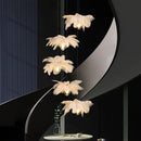 Axyaa Ostrich Feather LED Stair Chandelier Glass Hanging Lamps for Villa Hotel Lighting