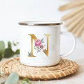 Floral Enamel Mugs: Vintage Design by Axyaa - Perfect for Coffee, Tea, and Desserts