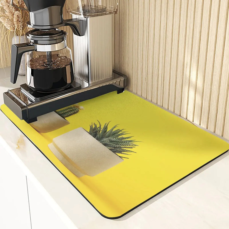 Axyaa Cactus Silicone Coasters Set for Kitchen Table - Absorbent Drying Mat