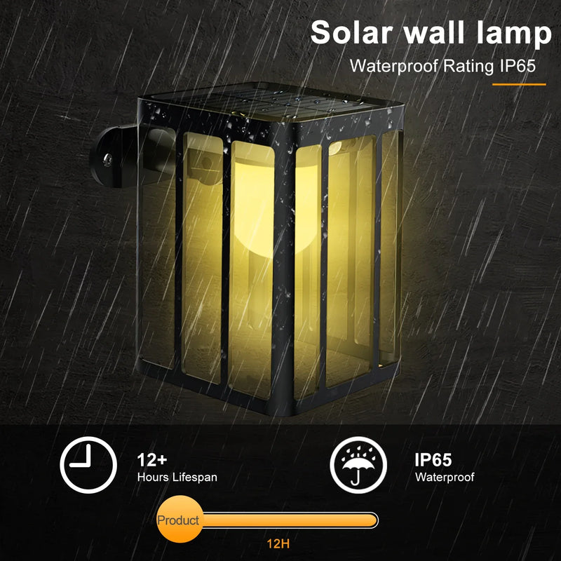 Axyaa Solar Motion Sensor Wall Lights - 3 Lighting Mode Waterproof Security Lamp
