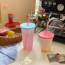 Axyaa Kawaii Straw Lid Tumbler Cold Coffee Juice Tea Cup Reusable BPA-Free - 18 words