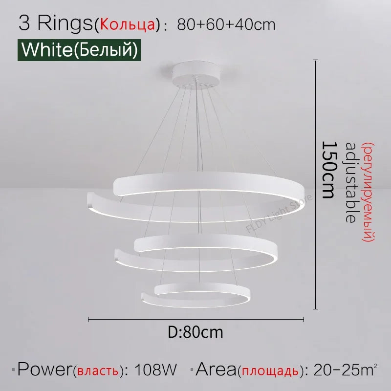 Axyaa Circular C-shaped Pendant Light for Modern Living Room & Dining Room