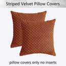 Axyaa Striped Corduroy Plush Velvet Pillowcase 16x16 Inch Orange Squre