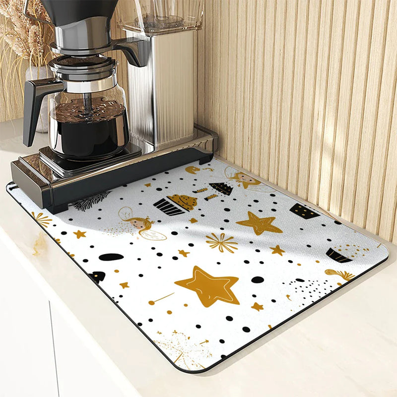 Axyaa Cartoon Girl Stars Polka Dots Kitchen Table Mats