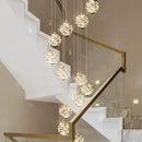 Axyaa Crystal Chandelier Stair Pendant Lamp Living Room Interior Lighting