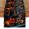 Axyaa Jack-O-Lantern Wizard Hat Table Runner for Festive Home Decor