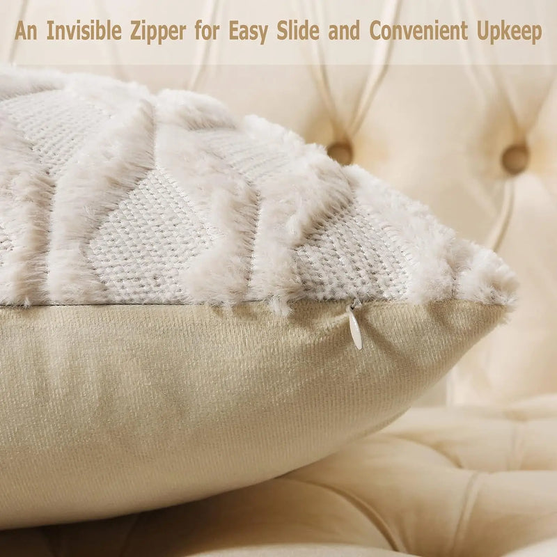 Axyaa Beige Throw Pillow Cover 45x45cm - Solid Decorative Cushion for Sofa and Bedroom