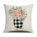 Axyaa Spring Flowers Linen Pillowcase: Bike Truck Print Cushion Cover 45x45CM