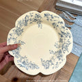 Axyaa Blue Floral Deep Plate - Elegant Medieval Style for Desserts and Salads