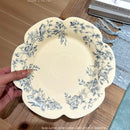 Axyaa Blue Floral Deep Plate - Elegant Medieval Style for Desserts and Salads