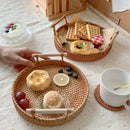 Axyaa Handmade Rattan Fruit Basket Tea Tray Organizer