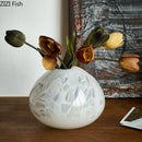 Axyaa Milky White Gradient Glass Vase for Floral Arrangement and Room Decor