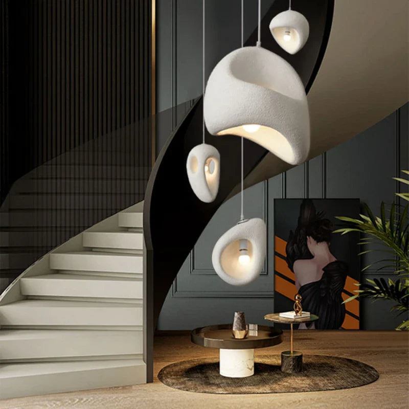 Axyaa White Irregular LED Pendant Chandelier for Home Decor & Bar