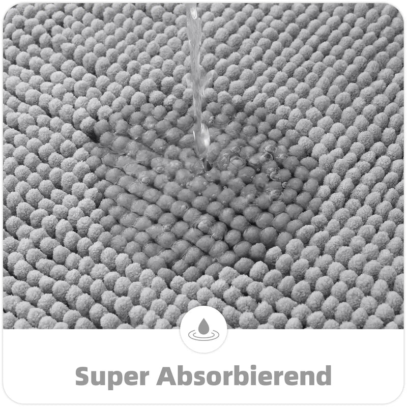 Axyaa Chenille Bathroom Mats - Ultra Soft, Non-slip, Plush Microfiber Rugs
