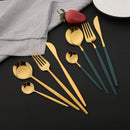 Axyaa Stainless Steel Black Cutlery Set - 16Pcs Mirror Dinnerware Kitchen Silverware Set