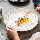 Axyaa Round Shallow Plate Ceramic Tableware Dessert Snack Sushi Salad Plate