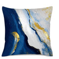 Axyaa Blue & Gold Abstract Marbling Pillow Covers for Sofa, Bedroom, Car