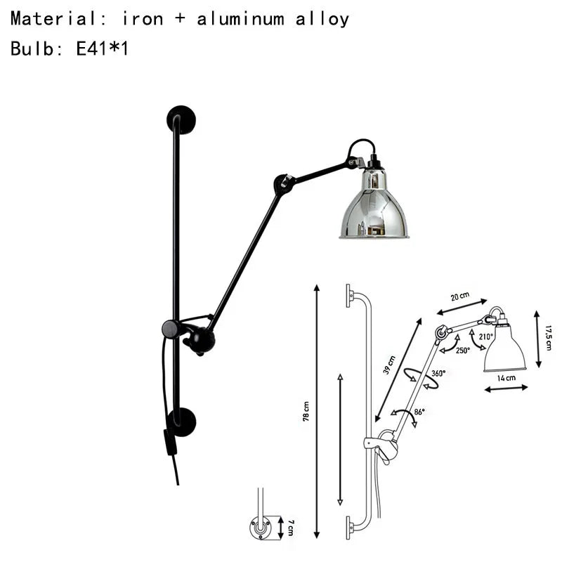 Axyaa Rotatable Wall Lamp for Bedroom Reading Parlor Sconce - Black/Yellow/Orange