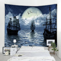 Axyaa Pirate Ship Tapestry - Sailing Seascape Decor for Boho Bedroom Aesthetics