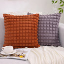 Axyaa Plush Rabbit Fur Throw Pillow Covers: Soft & Cozy Plaid Cushion Cases