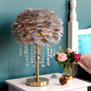 Nordic Feather Crystal Table Lamp by Axyaa - Luxury Bedroom Decor