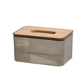 Axyaa Wooden Lid Tissue Box Holder for Living Room, Car Decor - Transparent Desktop Napkin Storage Box