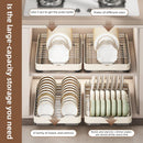 Axyaa Stainless Steel Expandable Rack: Kitchen Cabinet Bowl & Plate Storage Organizer
