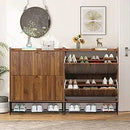 Axyaa Farmhouse Shoe Storage Cabinet with 2 Flip Drawers