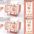 Axyaa Square Tissue Box & Phone Holder – Pink Desktop Decor Organizer