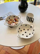 Axyaa Polka Dot Ceramic Salad Bowl with Binaural Design