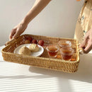 Axyaa Living Room Tray Fruit Basket Bread Plate Snack Basket Woven Wedding Plate