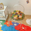 Axyaa Small Floral Rattan Chair Seat Cushion with Lace Round Design