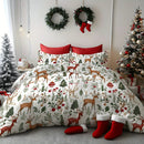 Axyaa 3D Christmas Tree Deer Print Duvet Cover Set - Festive Seasonal Bedroom Decor